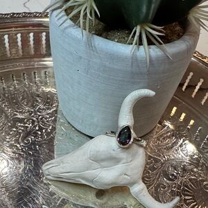 Mystic Topaz teardrop Sterling Silver Ring size 8